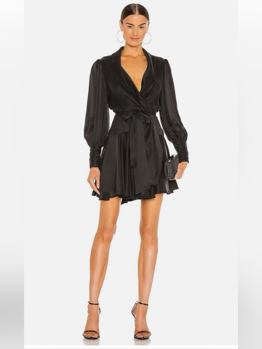 Zimmermann Black Satin Wrap Mini Dress size 0